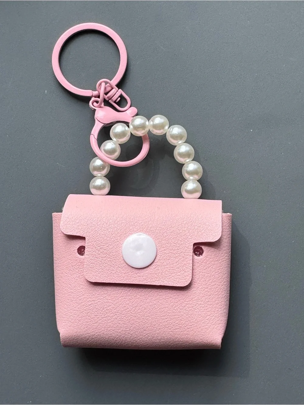 Pink Faux Leather Mini Purse Key Chain Bag Charm NWT